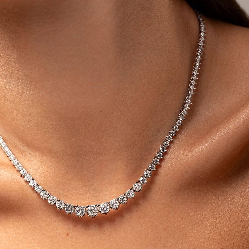 20 CT Created White Sapphire Graduated Tennis Necklace - G-H Color, SI ...